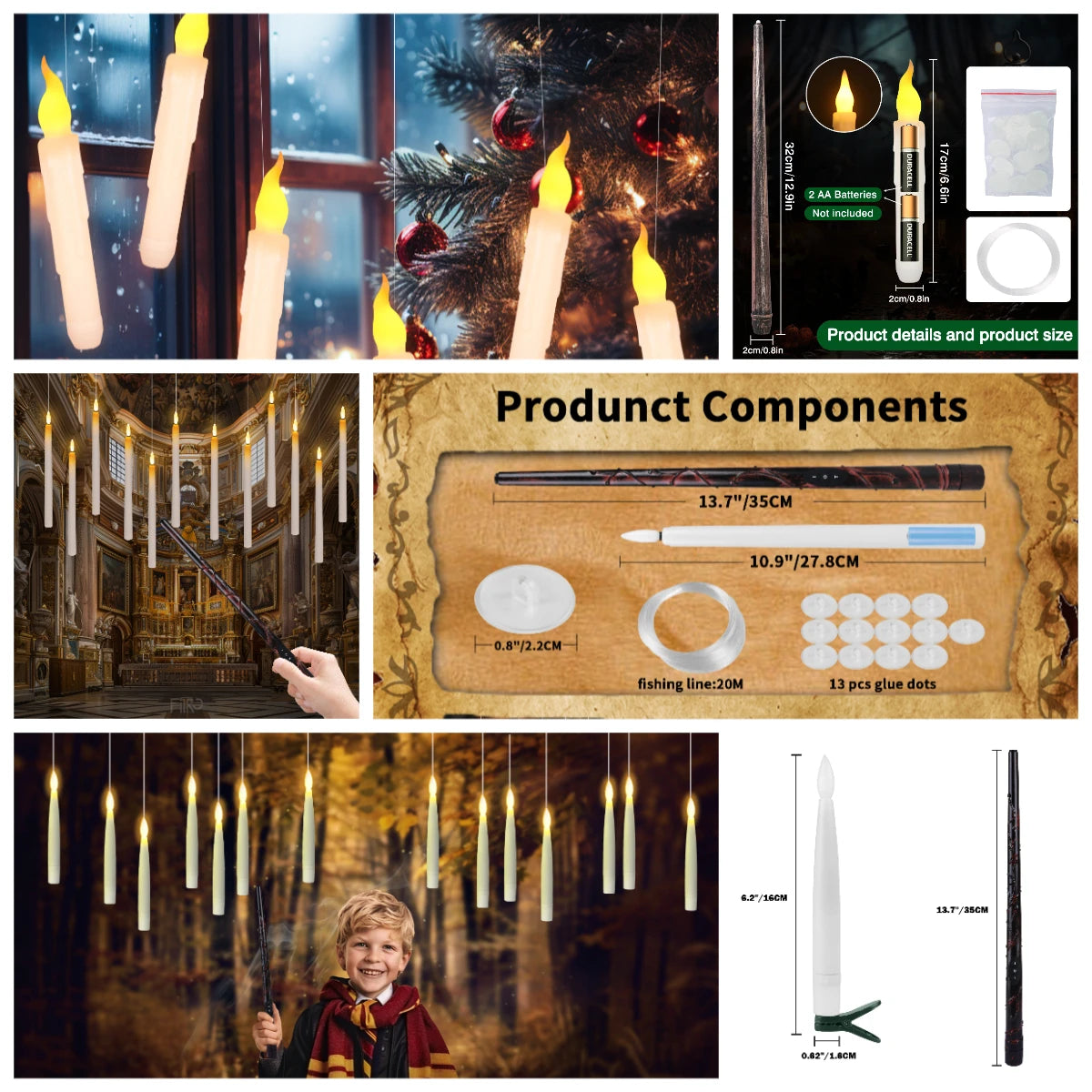 Halloween Floating Candles LED Hanging Decoration with Remote