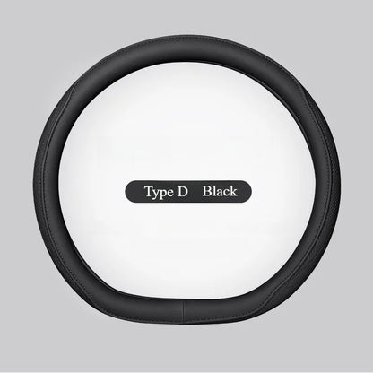 Nappa Leather Steering Wheel Cover Non Slip 14.5-15 Inch