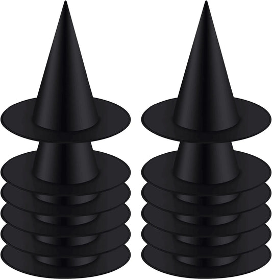 12 Pack Halloween Witch Hats Black Hanging Party Favors