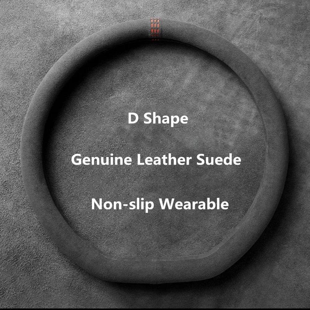 Suede Steering Wheel Cover Universal 37-38cm Non Slip Wrap