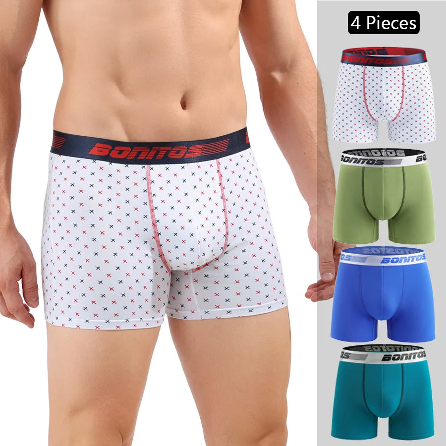 Men's Boxer Shorts Cotton Stretch Underwear 4-Pack
