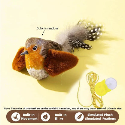 Interactive Cat Toy with Bird Sound and Elastic Hanging Rope