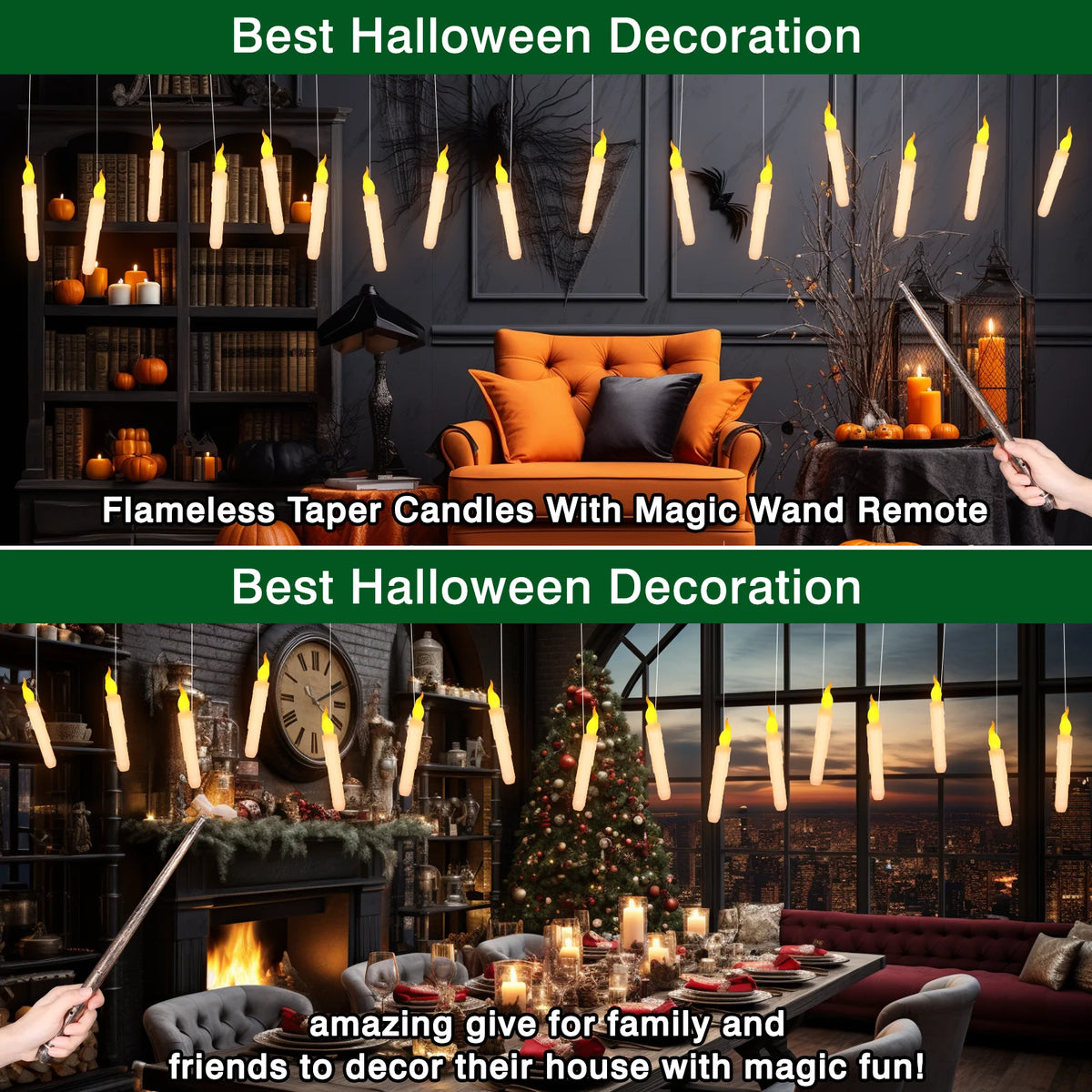 Halloween Floating Candles LED Hanging Decoration with Remote