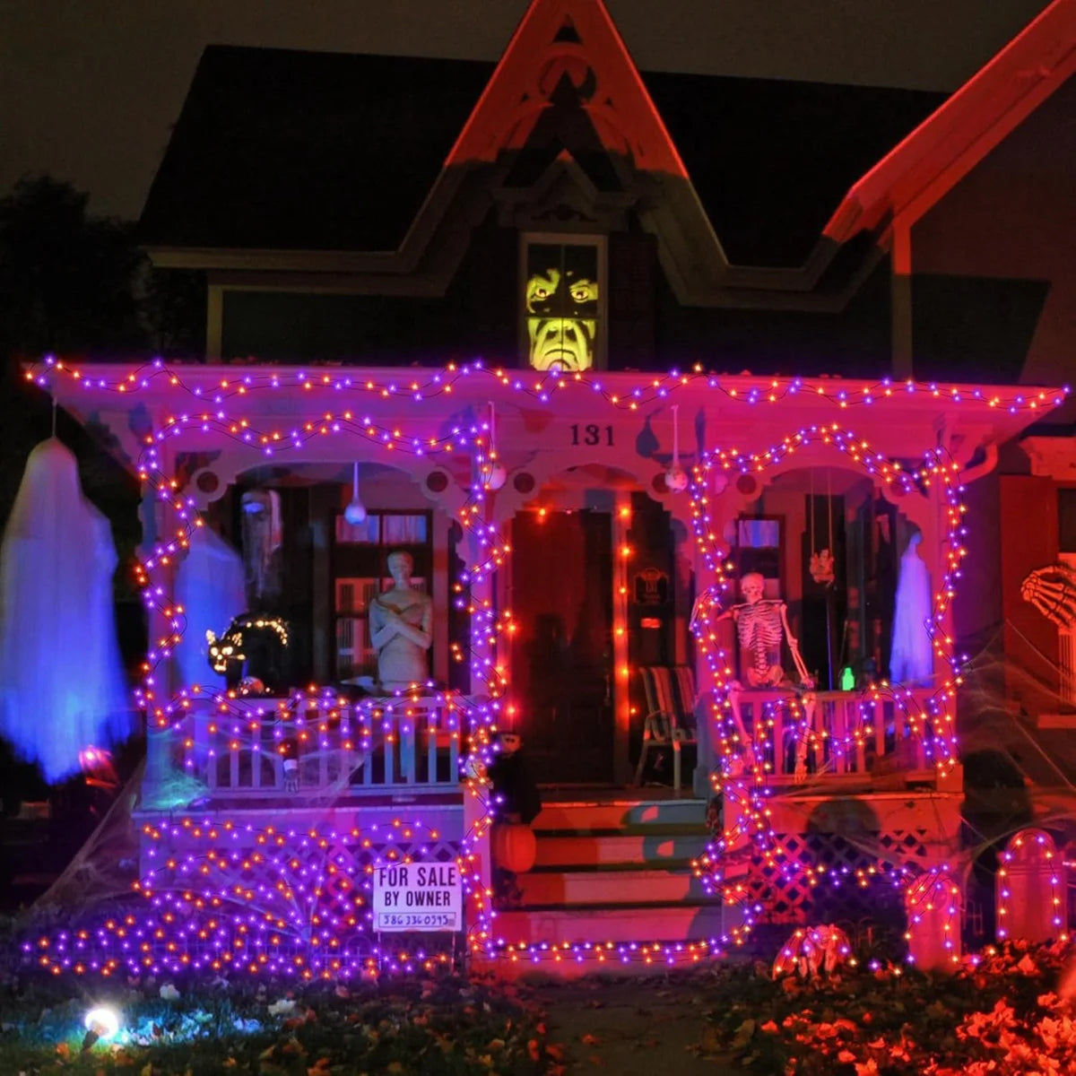 Halloween String Lights – Purple Orange Battery Powered LED Decor