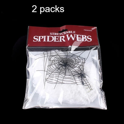 Halloween Spider Web Decoration with 2 Spiders, Stretchable Cobwebs