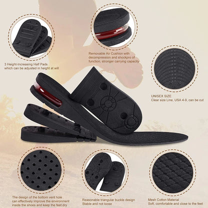 Height Increase Insoles Adjustable Elevator Shoe Lifts 3-9cm