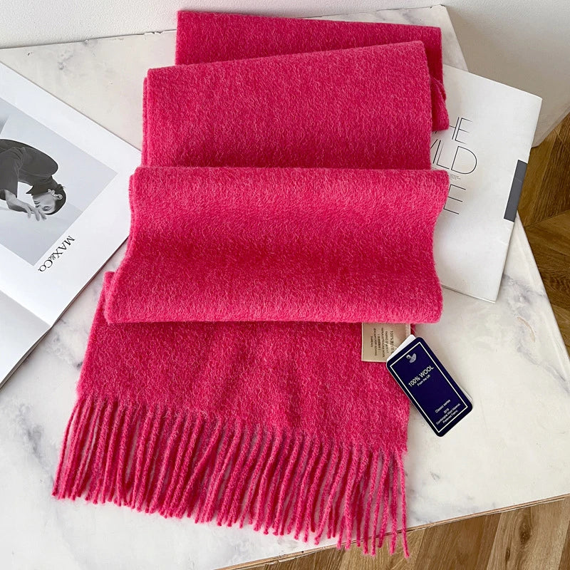 Wool Winter Scarf – 100% Wool Warm Solid Color Wrap