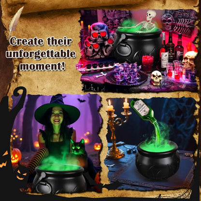 Halloween Witch Cauldron with LED Lights and Fog Effect