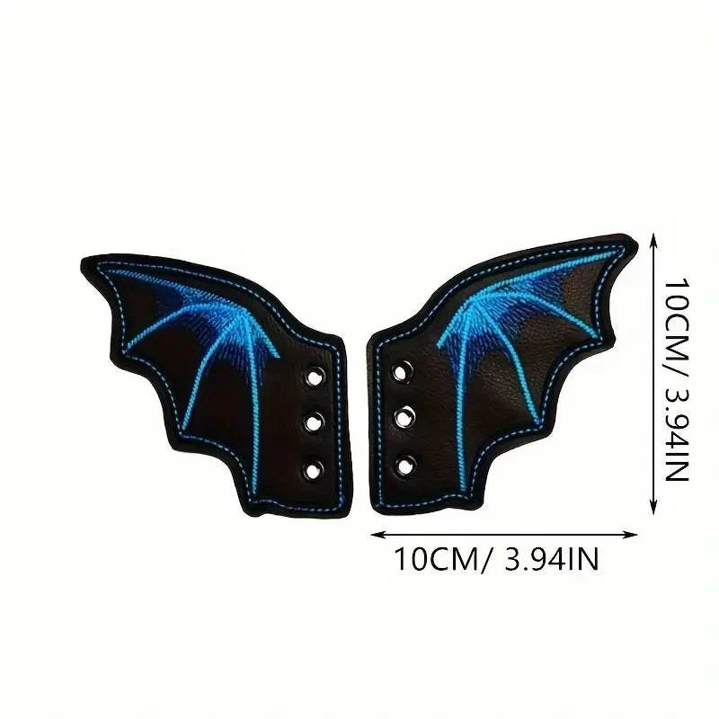 Bat Shoe Charms Embroidered Wings for Sneakers & Halloween