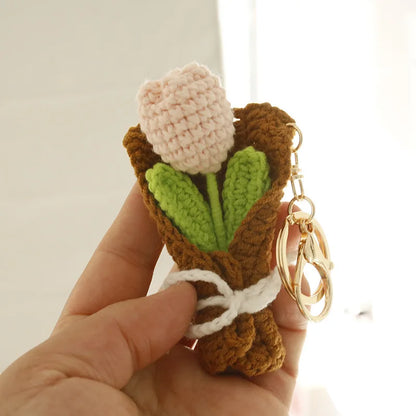 Flower Keychain Cute Crochet Floral Keyring for Bags and Gifts