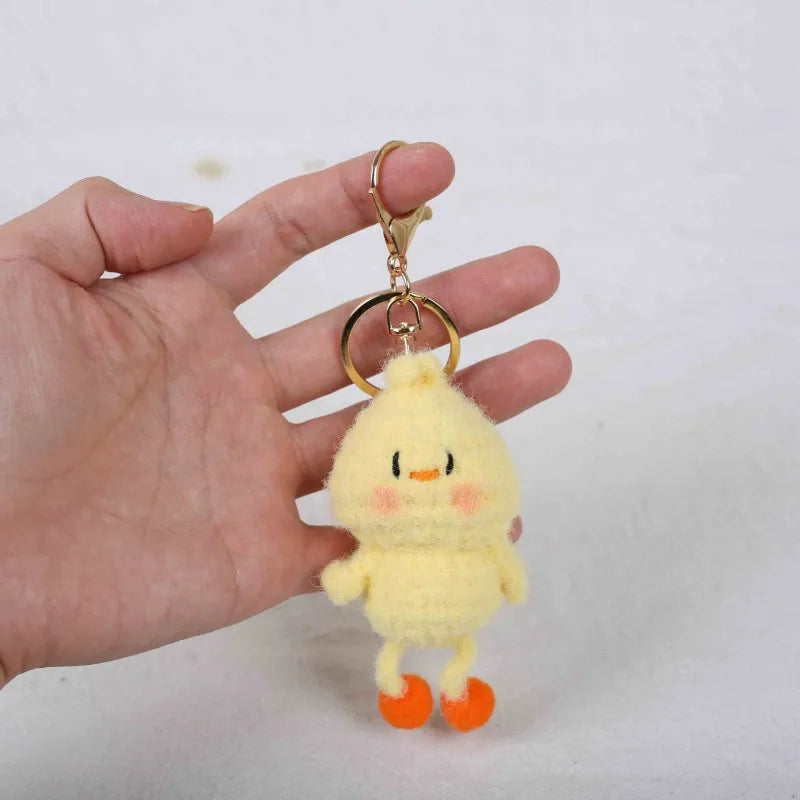 Duck Keychain Cute Crochet Animal Keyring Pair for Bags and Keys