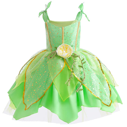 Girls Fairy Costume Dress with Wings for Halloween & Parties