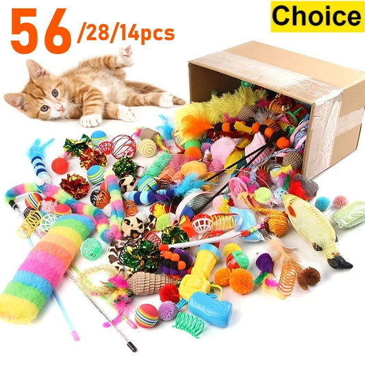 Cat Toy Set Variety Pack with Plush and Plastic Interactive Toys