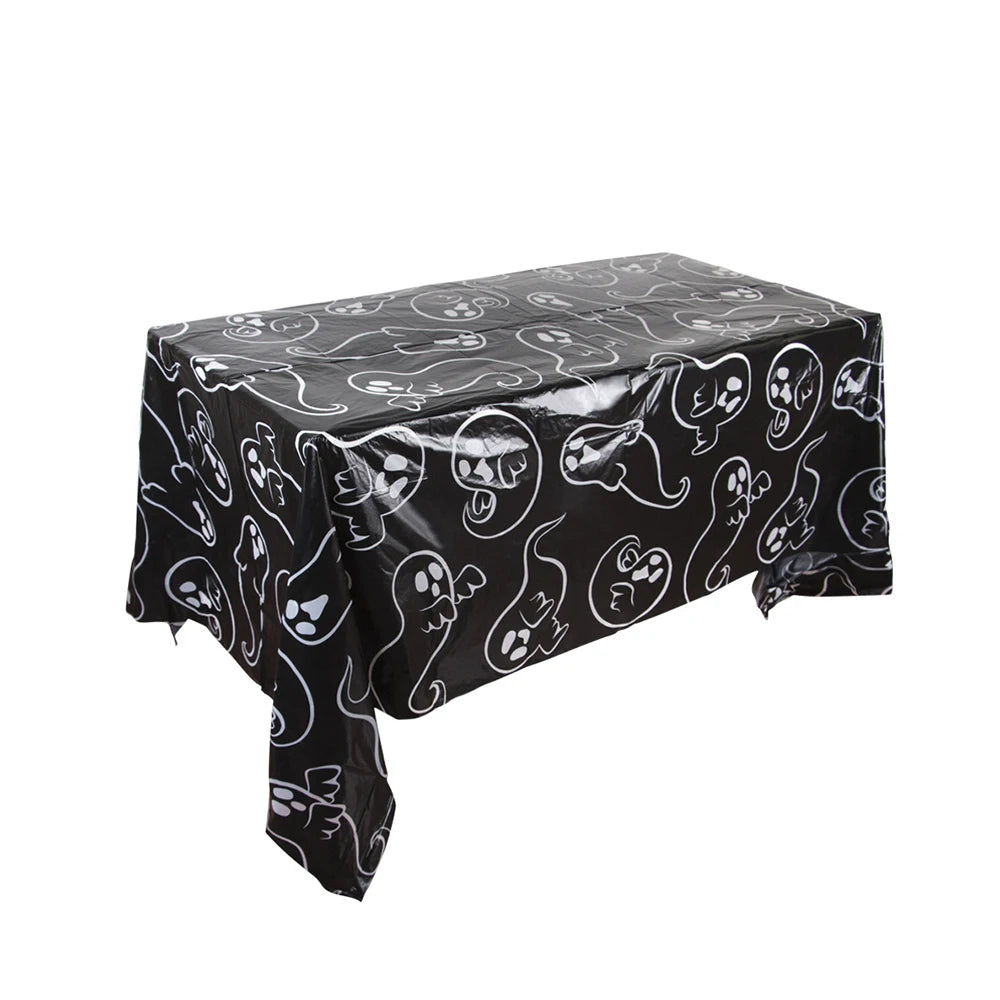 Halloween Tablecloth Disposable Plastic Pumpkin Spider Web Bat Cover
