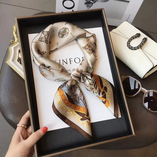 Women's Square Scarf 70x70cm Satin Print Hair Wrap