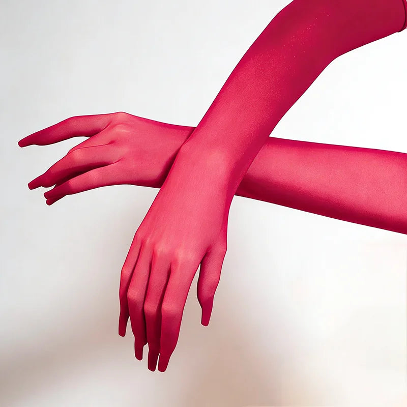 Women’s Long Gloves Elbow Length Nylon Party Costume Gloves