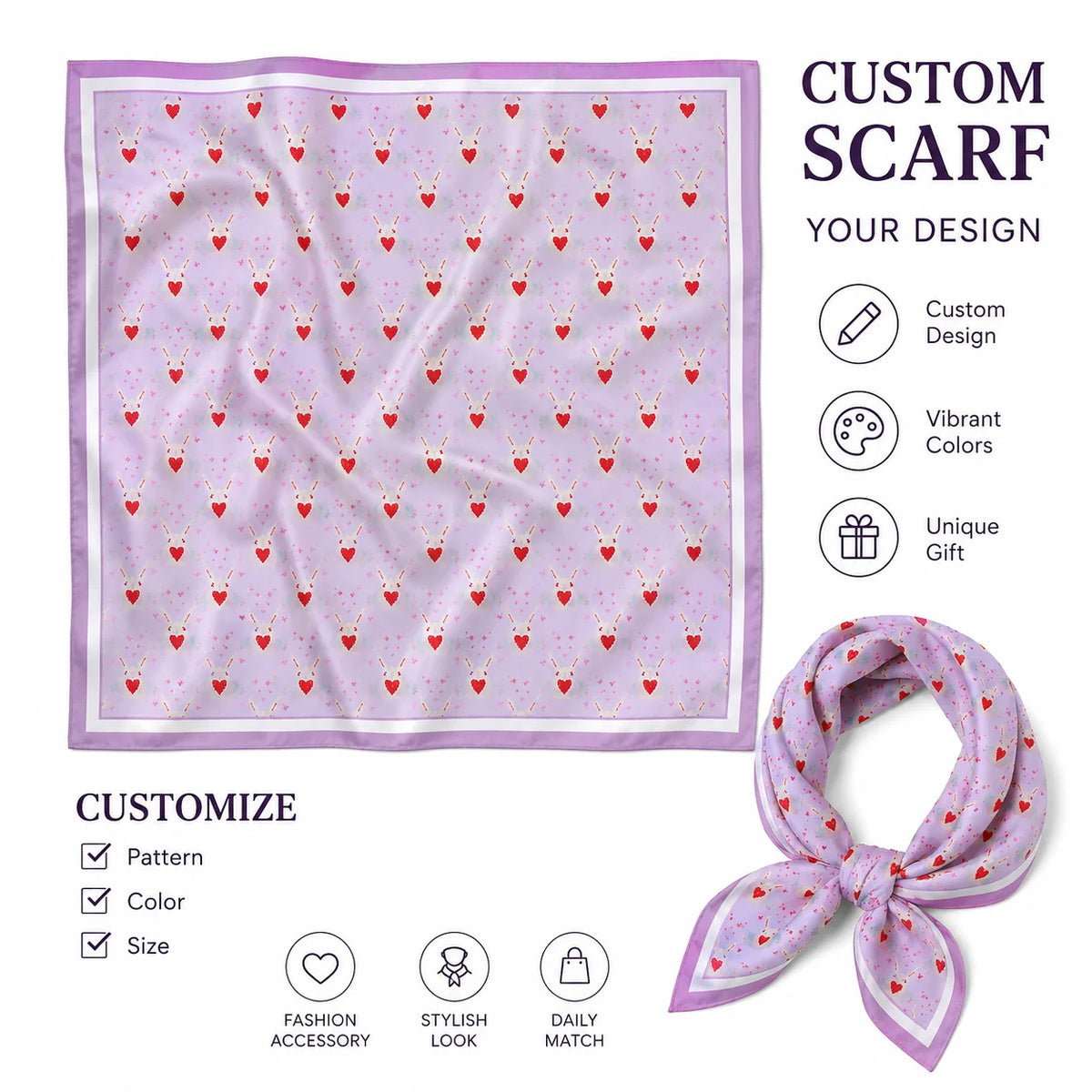 Personalized Women's Scarf – Custom Printed Fashion Accessory