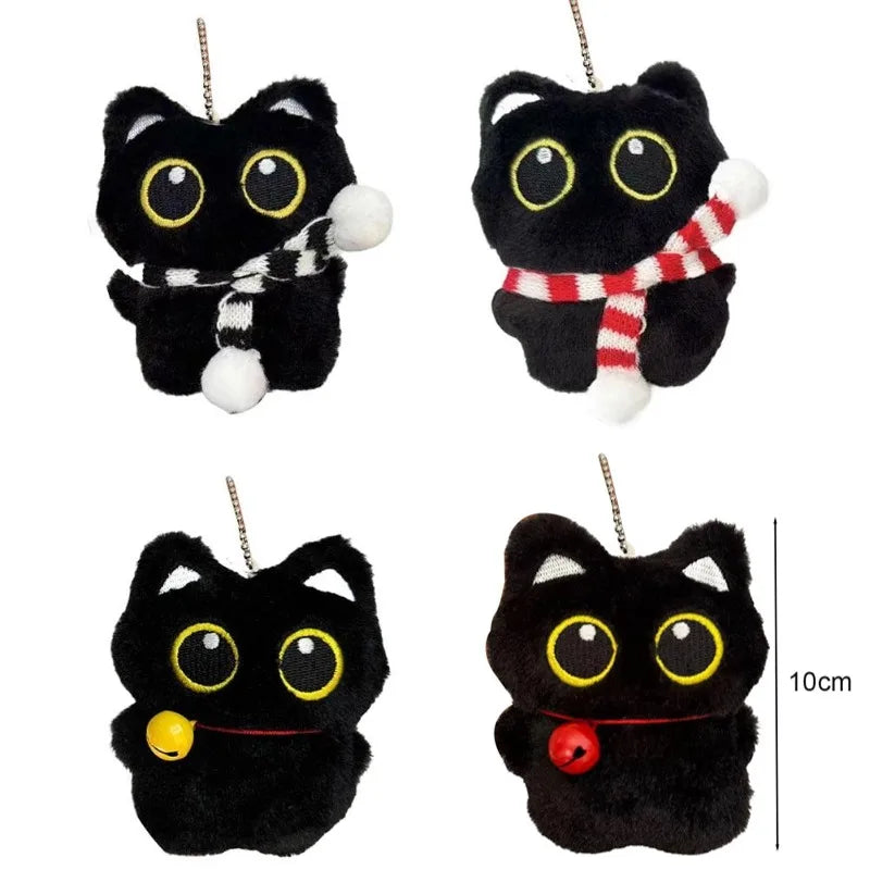 Black Cat Plush Keychain 10cm Cute Bag Charm Pendant