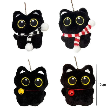 Black Cat Plush Keychain 10cm Cute Bag Charm Pendant