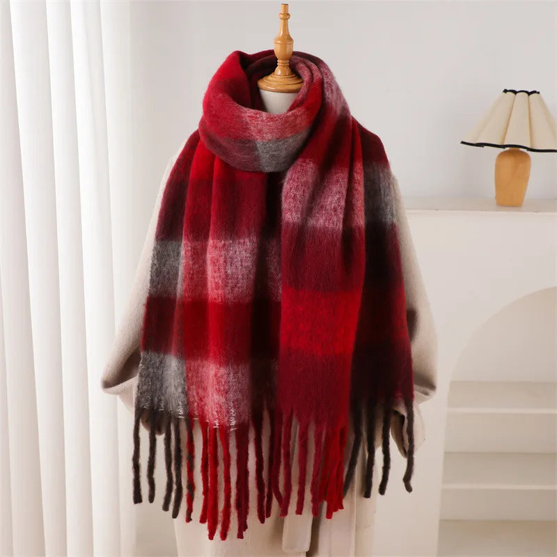 Pashmina Scarf for Women, Warm Plaid Winter Shawl Wrap