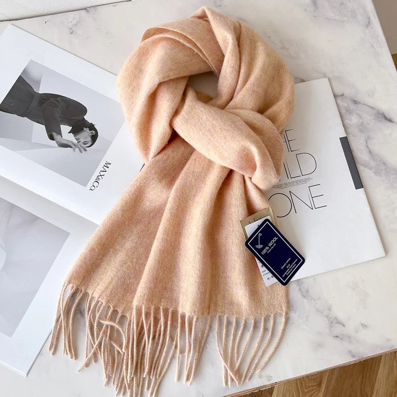 Wool Winter Scarf – 100% Wool Warm Solid Color Wrap