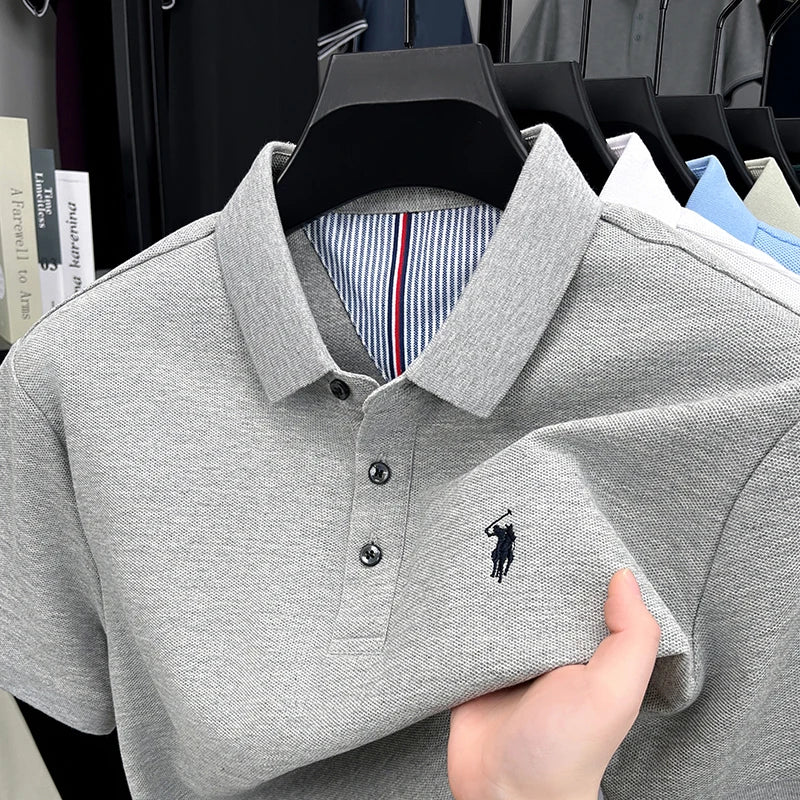 Men’s Cotton Polo Shirt – Embroidered Casual Golf Top