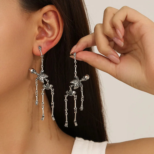 Halloween Skeleton Dangle Earrings for Women Gothic Pun