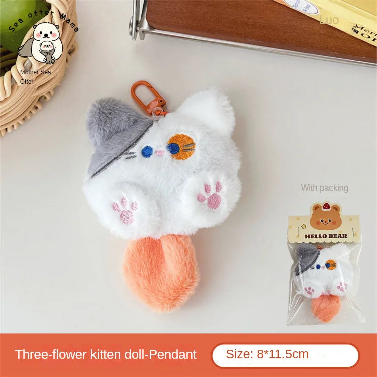 Plush Cat Keychain Cute Cat Bag Charm for Backpacks