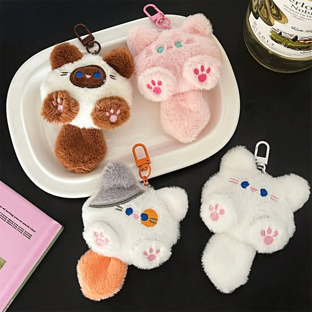 Cat Plush Keychain  Cute Soft Cat Bag Charm Pendant