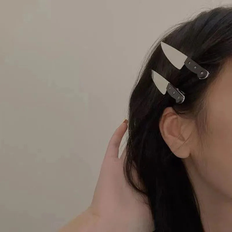 Gothic Hair Clips, Knife-Shaped Alloy Hairpins for Cosplay