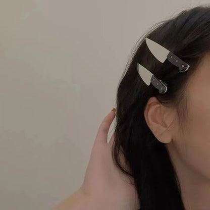 Gothic Hair Clips, Knife-Shaped Alloy Hairpins for Cosplay