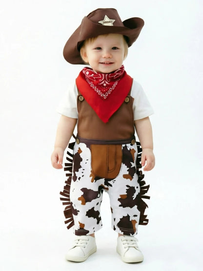 Baby Cowboy Costume Romper for Boys Halloween Dress Up