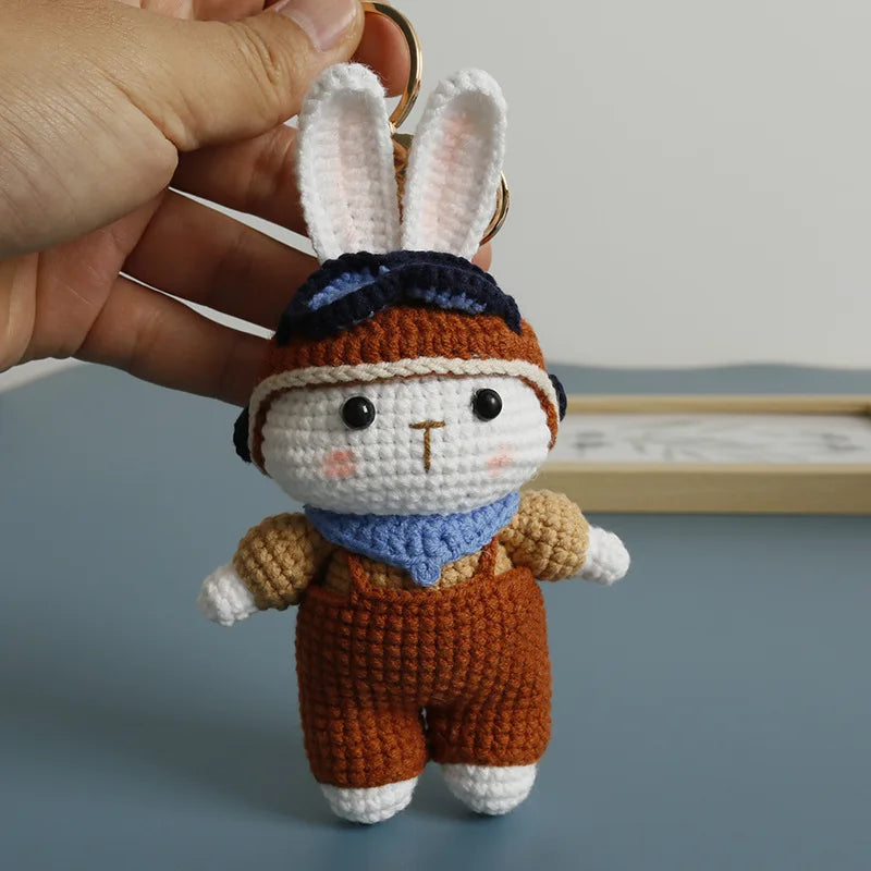 Rabbit Keychain Cute Crochet Animal Keyring for Bags and Gifts