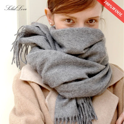 Women's Wool Scarf – Warm Winter Wrap 200×35cm