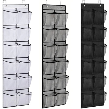 Over the Door Shoe Organizer with 12 Mesh Pockets and Hooks