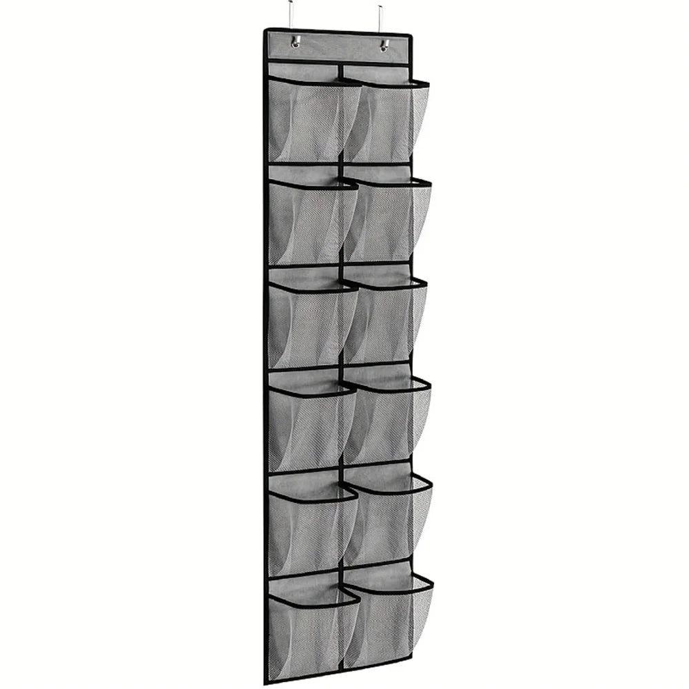 Over the Door Shoe Organizer with 12 Mesh Pockets and Hooks