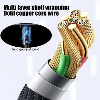 240W USB C Cable with LED Display – 5A Nylon Fast Charging