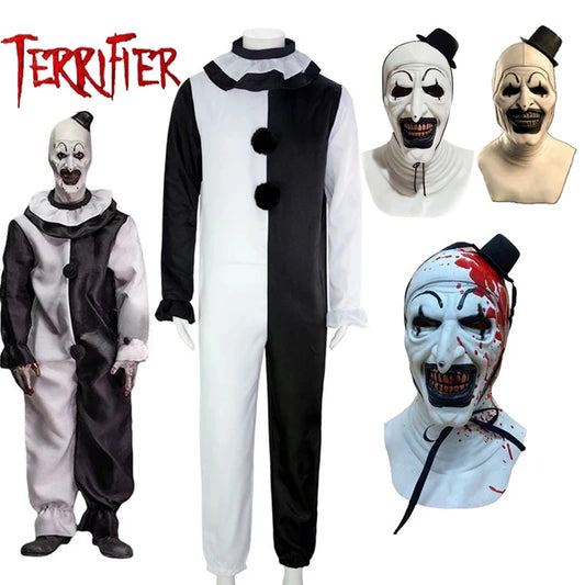 Clown Cosplay Costume – Adult Halloween Jumpsuit with Mask Options