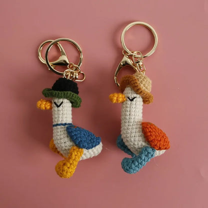Duck Keychain Cute Crochet Animal Keyring Pair for Bags and Keys