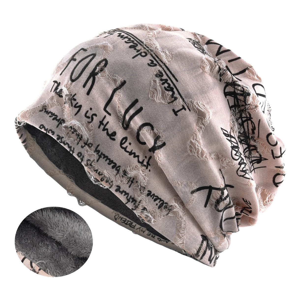 Knit Beanie Unisex Letter Print Warm Winter Hat