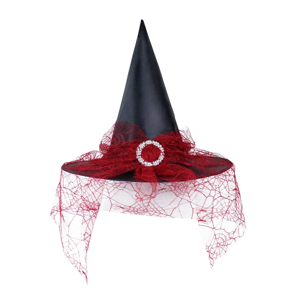 Halloween Witch Hat Gauze Costume Headwear for Adults & Children