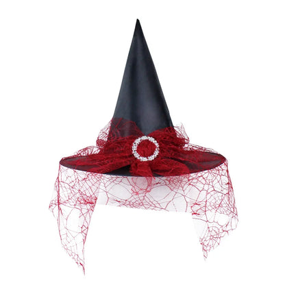 Halloween Witch Hat Gauze Costume Headwear for Adults & Children
