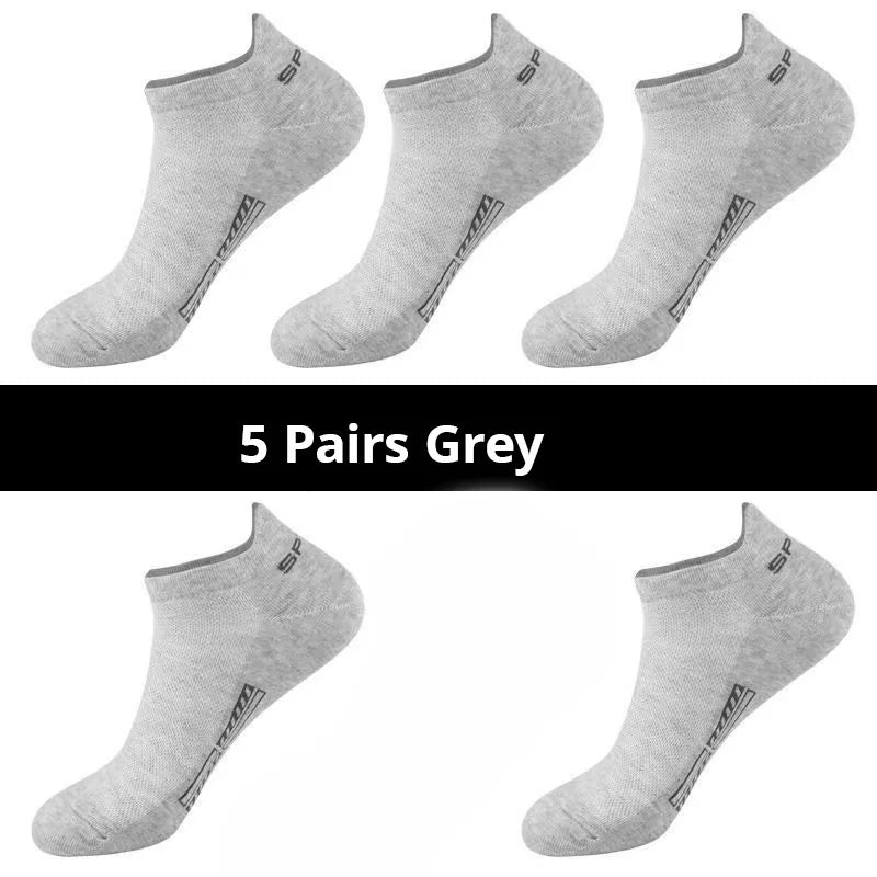 Men's Ankle Socks Breathable Mesh Summer Sports Socks 5-Pair