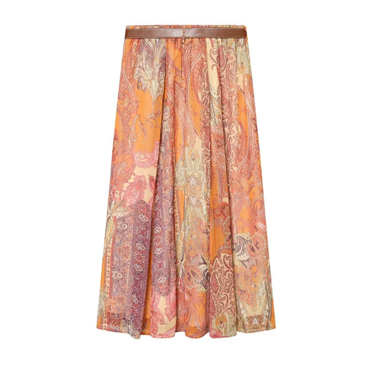 Women's Paisley Midi Skirt A-Line Loose Vacation Style