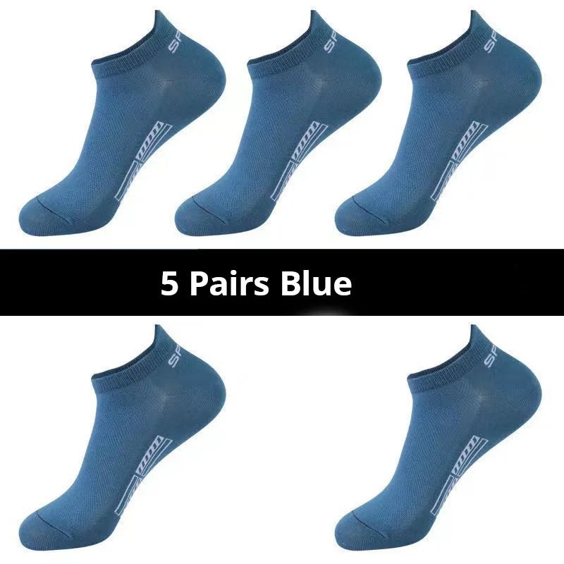 Men's Ankle Socks Breathable Mesh Summer Sports Socks 5-Pair