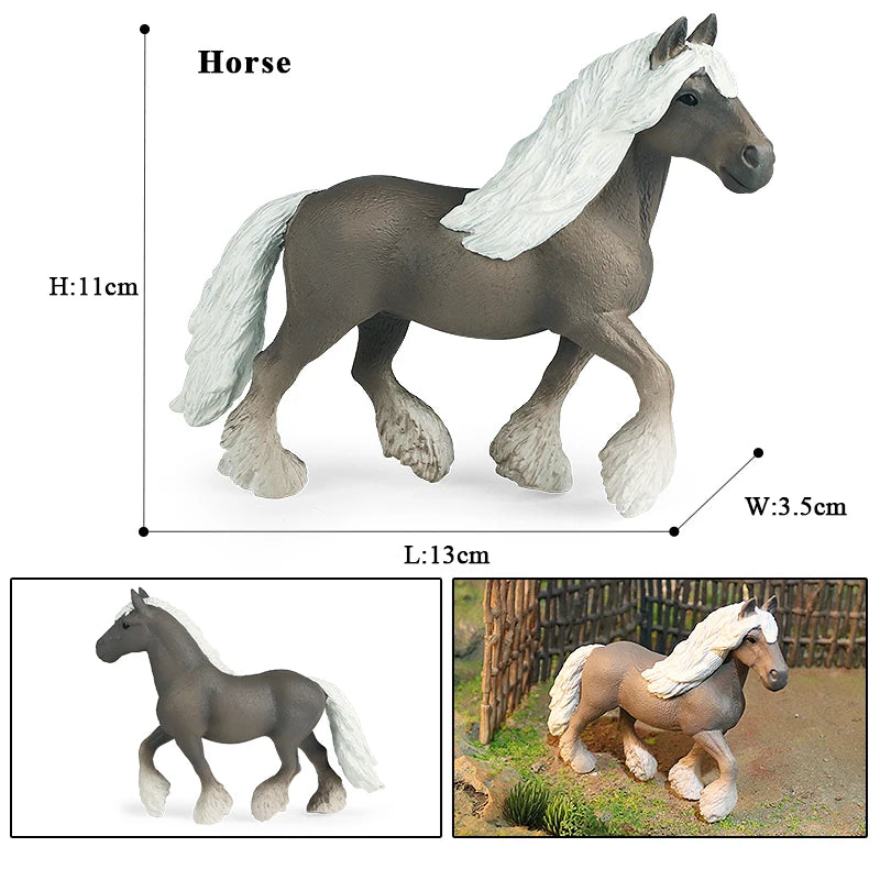Horse Figurine, Realistic PVC Animal Model Toy for Kids