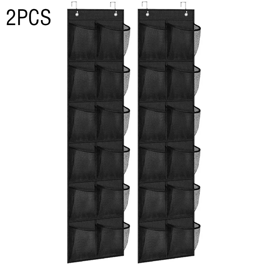 Over the Door Shoe Organizer with 12 Mesh Pockets and Hooks