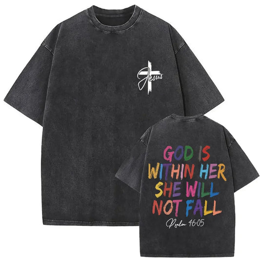 Christian Graphic T-Shirt Vintage Faith Print Oversized Tee