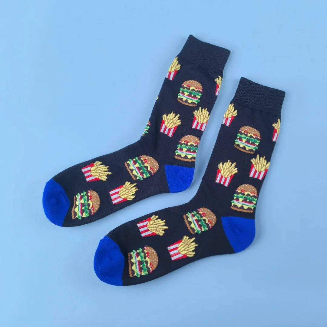 Funny Socks Unisex Tomato Ketchup & French Fry Mid-Calf Pair