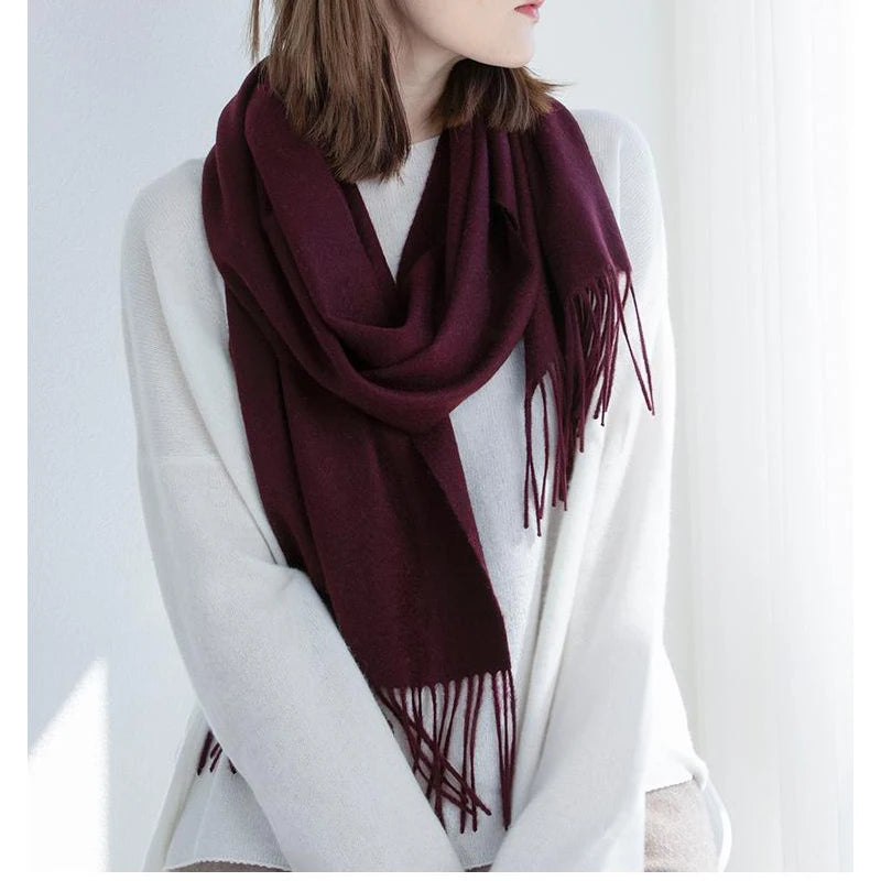 Women's Wool Scarf – Warm Winter Wrap 200×35cm